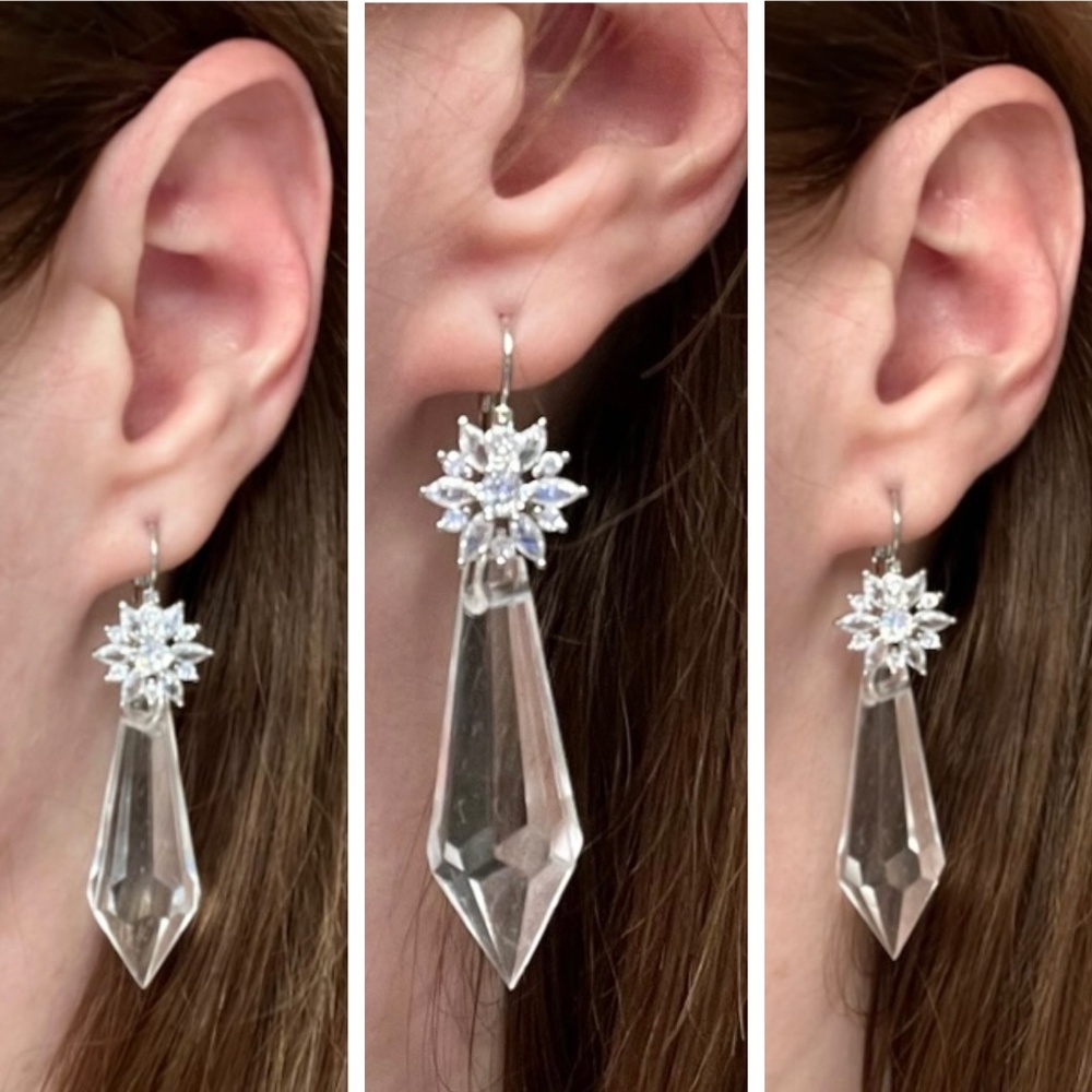 Nosferatu Ellen’s Pendulum Earrings Handmade Replicas Flower Hoops + Crystals - Picture 2 of 11